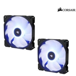 Corsair Air Flow 140mm Fan Low Noise Edition / Blue LED 3 PIN - Hydraulic Bearing, 1.43mm H2O. Superior cooling performance. TWIN Pack! (LS)